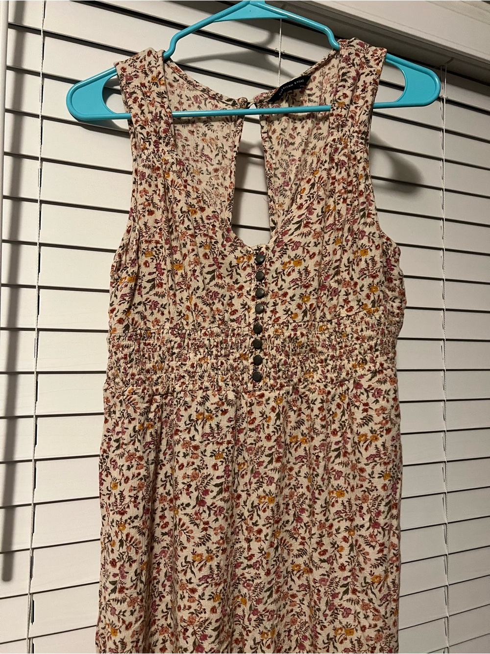 American Eagle Outfitters Blush Floral V-Neck Wide-Leg Jumpsuit - Picture 4 of 12